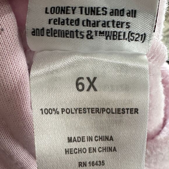 Looney Tunes Pink Tweety Bird "Wittle But Fierce" Hoodie Girls Sz 6X - Picture 8 of 8